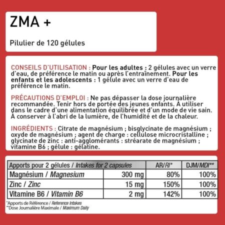 ZMA+ 120 gélules 2 mois de cure